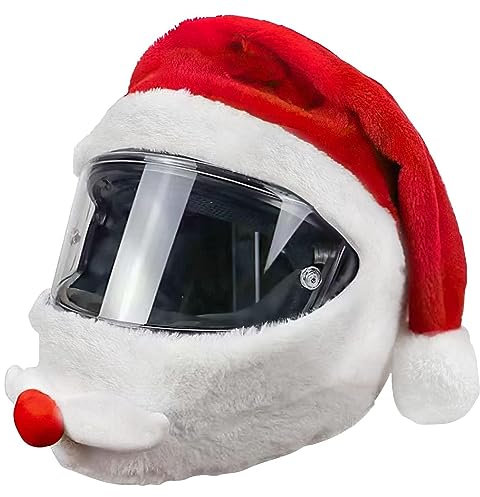 Weihnachtsmann Motorrad Helm Abdeckung Plüsch Motorradhelm Stoff-Cover Personalisierte Motorrad-Integralhelm-Schutzhülle Lustig Motorradhelm Überzug (1 Stück)