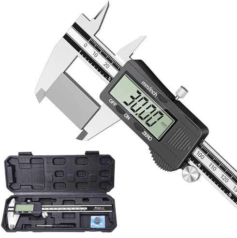 Digital Vernier Caliper, Preciva 150mm Electronic Precision Calipers Measuring Tool with LCD Screen, Micrometer Stainless Steel with Mm/Inch Conversion, Splash Resistant, Silver and Black