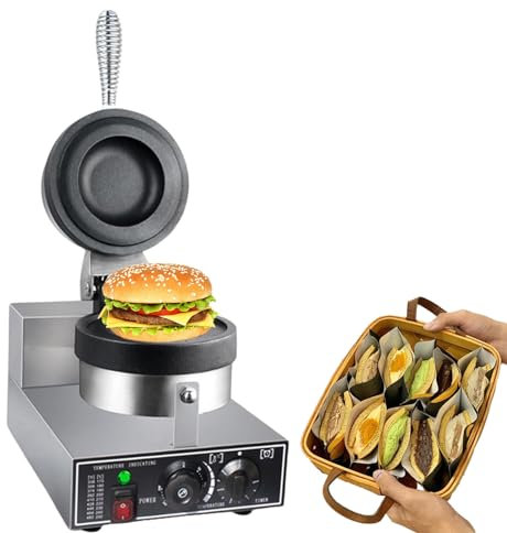 SAIYERUS 1200W Commercial Electric Burger Waffle Maker Machine,Ice Cream Burger Maker,Hamburger Press Baking Machine, Panini Hamburger Baking Machine, Hamburger Waffle Maker Sandwich Press,220V