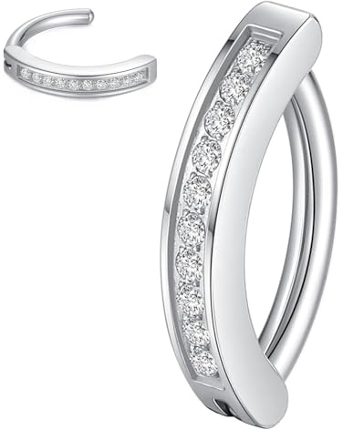 Popuhoops 14G 10mm G23 Titan Clicker Bauchnabel Ring CZ Nabel Ringe Körper Bauch Piercing Schmuck mit Cubic Zirkonia