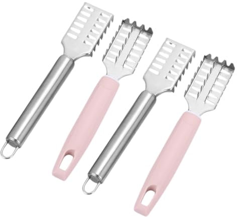 BESTOYARD Removedor De Escamas De Pescado De Acero Inoxidable Mango Cómodo, Pelador Manual Rosa Tamaño Mediano, Herramienta Limpieza Rápida De Piel De Pescado Hogares y Restaurantes, Juego De 4 Piezas