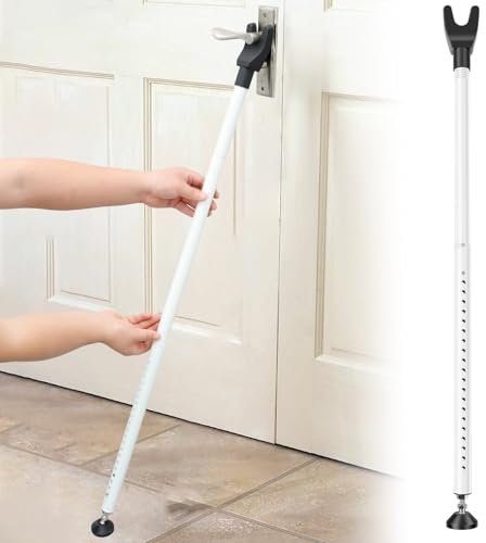 Door Security Bar 44''-55'' Adjustable Door Stopper Removable Sliding Door Safety Bar Door Jammer Bar Patio Sliding Door Lock Bar for Home, Apartment, Travel(White)