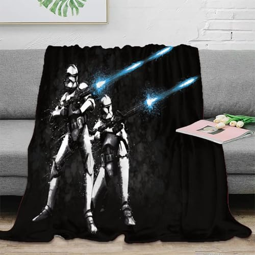 Krieg der Sterne Wohndecke Sofadecke 3D Druck Sturmtruppler Fleecedecke Couchdecke Kuscheldecke Tagesdecke Weichen Flauschig Bett Decken Flauschig Warm for Erwachsene Kinder 80x90inch(200x230cm)