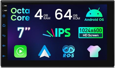 XTRONS Android Universal Double Din Car Stereo 7 IPS Screen Touch Screen Android Car Radio Player Octa-Core 4GB+64GB w GPS Navigation CarAutoPlay Bluetooth 5.0 ROHM DSP Global 4G LTE Dual Band WiFi