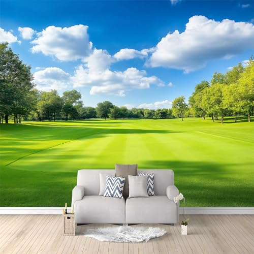 WHUOEUCO 3D Wallpaper Mural Green Golf Course 500x280 cm Modern Art Wall Murals Photo Wallpaper, for Living Room Bedroom Children's Room Home Decoration, Easy to Install