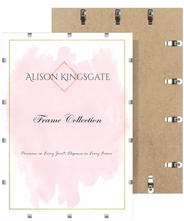 Alison Kingsgate A1 Clips, Frameless Picture Frame for Photos & Posters | Borderless Frame with Shatter-Resistant Perspex & Sturdy MDF Back - Ideal for Certificates, Prints & Wall Art