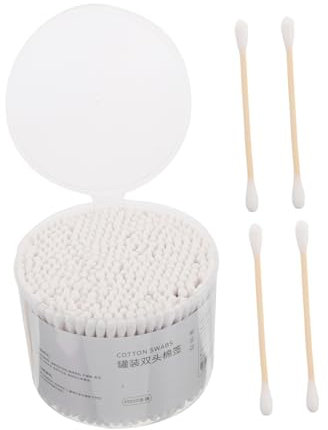 WOFASHPURET 500 Piezas Bastoncillos de Algodón de Doble Cabeza con Palitos de Madera para Limpieza de Oídos Aplicación de Maquillaje y Limpieza Familiar y Cuidado de Bebés y