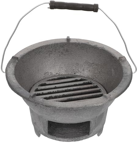 MAGICLULU Charcoal Grill Outdoor Barbecue Stove Cast Iron Heating Stove with Smooth Curve and Wear-resistant Finish for Camping and Fishing Outdoor Style