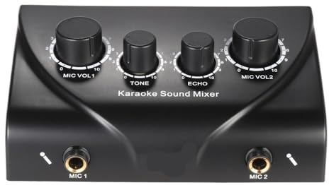 YQVEOT Mezclador de Audio, Máquina mezcladora de Sonido Karaoke Echo, Sistema Mezclador de Eco, Equipo de DJ, Mezclador de Karaoke, Sonido de Audio Digital(Nero)