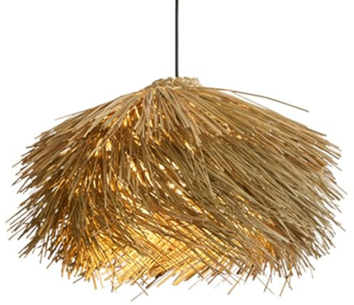 Gerenecic Suspension en Paille Naturelle – Lustre bohème tissé pour îlot de Cuisine et Salle à Manger, Style rétro côtier, pour Maison, hôtel