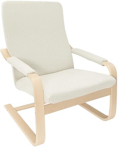 Domidekor Schwingsessel Bezug - Schwingstuhl Husse - Überzug für Relaxsessel - Abdeckung für Ruhesessel - Schutzhülle für Relaxstuhl - Oeko-Tex 100 - Elastisch Jacquard Fischgrät, Creme