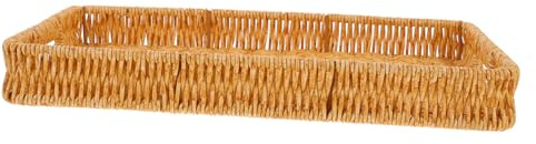 FUNNETOYU Cesta Tejida Rústica para Servir Pan y Frutas 34x24x4 Cm Ratan Natural Almacenamiento Multifuncional Cocina y Comedor Hogar