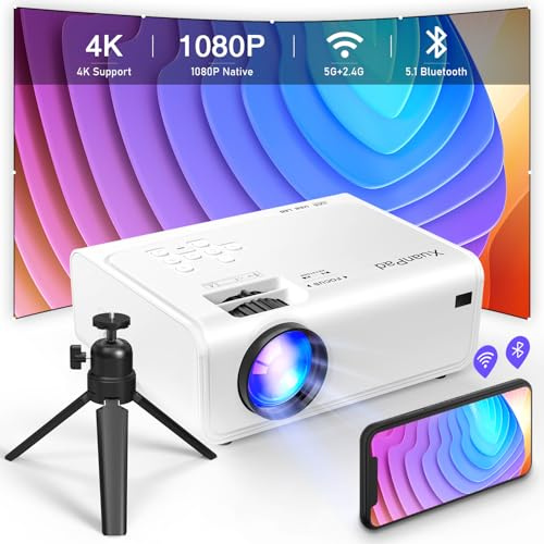 Mini Projector, 2025 Upgraded 22000L Portable Video Home Projector, 4K Support, Compatible with TV Stick, HDMI, USB, Laptop, iPhone, Android Smartphone