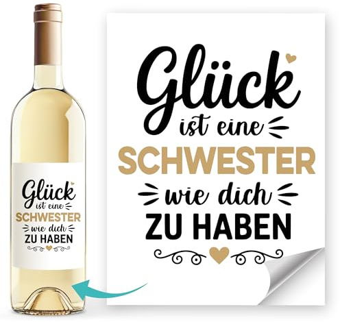 SpecialMe® Weinetiketten Weinflaschenetiketten personalisiert Flaschenetiketten selbstklebend Wein Geschenk Schwester Weiss unisize