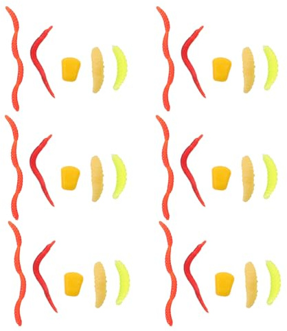 MAGICLULU Lot de 160 Set de Leurres Souples en Silicone Réalistes Rouges et Maïs, Appâts Artificiels Souples pour Pêche au Bar en Eau Douce, Kit Complet pour Truite et Crapet Boîte