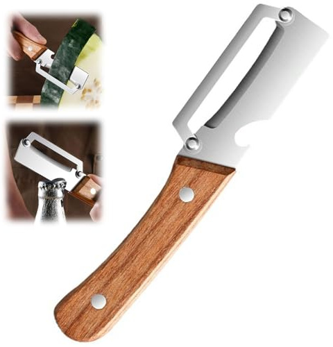 Stainless Steel Vegetable Peeler with Wooden Handle - Multifunctional Vegetable Peeler for Fruits and Vegetables, Sharp Potato Peeler & Easy Grip Veg Peeler (1PC)