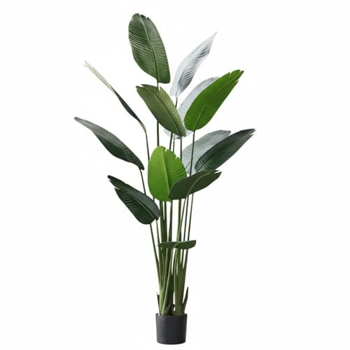 Baoblaze Decorative Greenery Planta Decorativa Palma Viajera Artificial de Interior Maceta Compacta Hojas con Textura Natural sin Riego Ni Adecuada para Salón, 1.8M, Show Palma Viajera