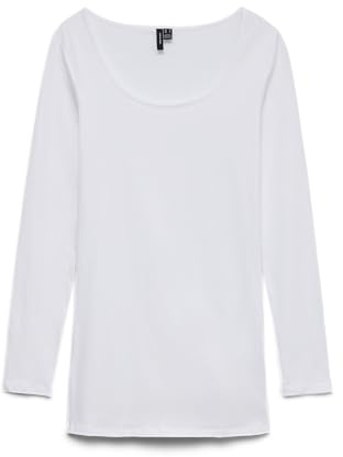 Vero Moda Vmmaxi My Ls Soft Long U-neck Noos, Maglietta a maniche lunghe, Bianco (Bright White), S Donna