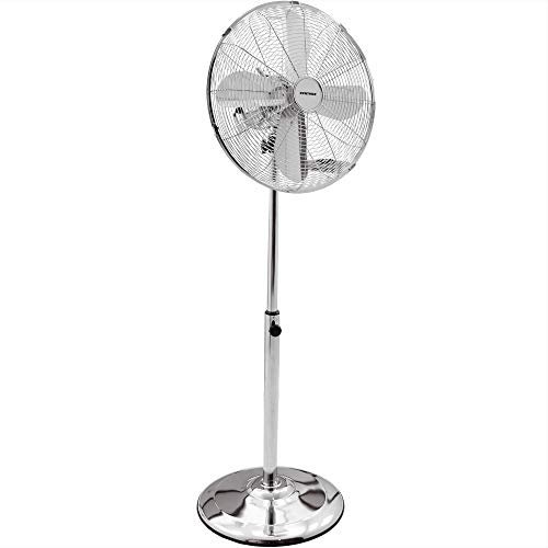 Syntrox Germany – svt-50 W – Chrome Retro Ventilador con oscilación axial Ventilador Ventilador de pie Wind eléctrica ventilador aire ventilador enfriador