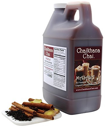 Chaikhana Chai - Spicy Masala Chai Concentrate - Makes (40) Drinks - Slow Brewed with Organic Black Tea, Ginger and Fresh Crushed Spices - 1/2 Gallon