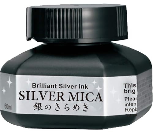 Kuretake Zig Silver - Tinta MICA de 60 ml, para bolígrafo, pincel, dibujo, caligrafía, ilustración, letras, para profesionales, artistas, manga, fabricado en Japón