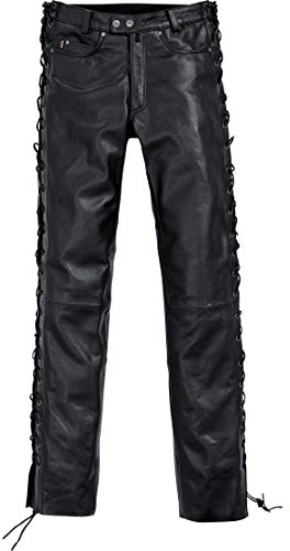 Spirit Motors Schnür-Lederhose 1.0 - Motorradhose Leder Hose aus Büffelleder im Kernigen Look und weicher Griff, Schwarz M