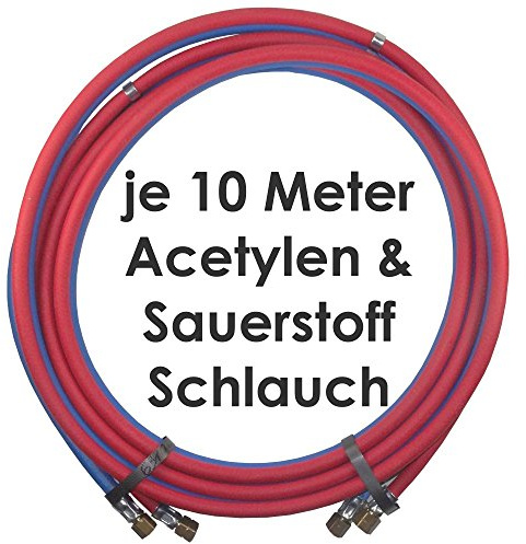 Acetylen Sauerstoff Gasschlauch Zwillingsschlauch 10 Meter - Profi Gummischlauch zum autogen schweißen oder schneiden - Profiqualität von Gase Dopp