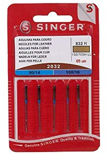 Singer N2032B05AS832R Ledernadel 2032 Mix 5er Nadel, Metall, Silber, 7 x 0,03 x 4 cm