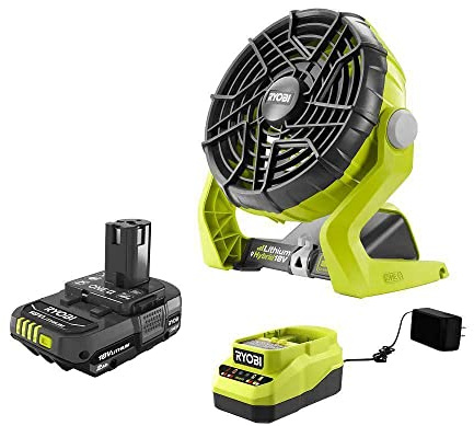 Ryobi 18-Volt ONE+ Hybrid Portable Fan(P3320) with P163 Lithium-Ion Battery(2.00Ah) and Charger
