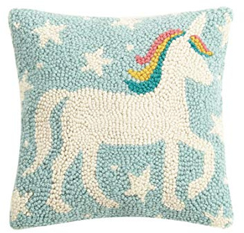 Peking Handicraft 30JES852C10SQ Unicorn Magic Hook Pillow, 10-inch Square, Wool and Cotton