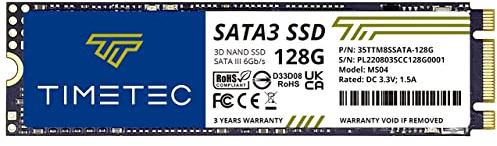 Timetec 128 GB SSD 3D NAND TLC SATA III 6 GB/s M.2 2280 NGFF 64 TBW Velocidad de Lectura de hasta 530 MB/s SLC Cache Performance Boost SSD Interno para computadora portátil y de Escritorio