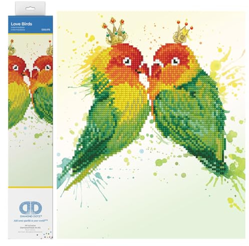 DIAMOND DOTZ DD5.075 - Original 5D Diamond Painting Set Liebende Vögel, Kreativset mit 3.280 Diamant Mosaiksteinen, Malset ca. 32 x 32 cm, DIY Komplettset für Erwachsene und Kinder ab 8 Jahren