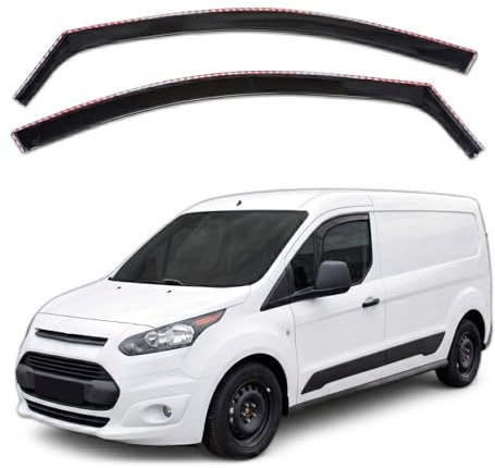 SCOUTT J&J Automotive GP Windabweiser passend für Ford Transit Connect 2014-2022 2tlg, Vorne und Hinten Regenabweiser Passform Getönt Schwarz