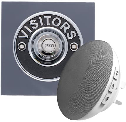 Modern Living Square Perspex Wireless Doorbell in Grey and Visitors Chrome - Standard Plug in F5S