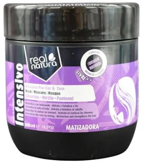 Real Natura - Máscara Sin Sal Pro-Color y Tono Matizante - Matiza y Potencia el Color - Hidratación Profunda - Para Cabellos Rubios - Brillo Radiante - 500 ml