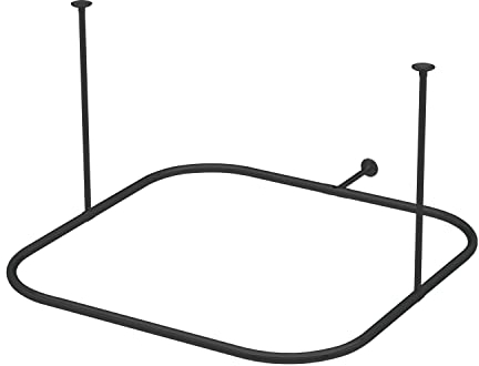 Naiture Hoop Duschvorhangstange mit Deckenstütze für Klauenfußwanne, quadratisch, 91,4 cm L x 91,4 cm B, rostet nicht, Edelstahl, schwarzes Finish