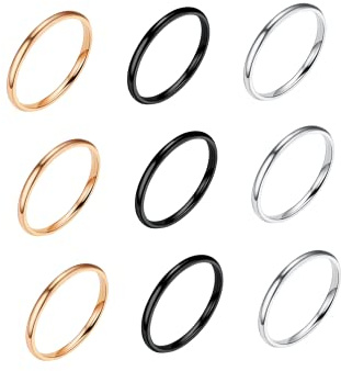 9PCs 2mm Stainless Steel Toe Rings Set for Women Minimalist Stackable Toe Ring Plain Thin Band Toe Rings Beach Foot Jewelry Set-A Set