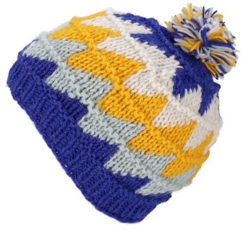 GURU SHOP Beanie Mütze, Bommelmütze aus Nepal, Wintermütze - Modell 10, Herren/Damen