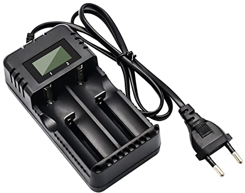 Caricabatteria LCD agli ioni di litio, ricarica rapida intelligente, testa a 2 slot, compatibile con una varietà di batterie agli ioni di litio da 3,7 V, 26650/18650/14500/16340 (Small)