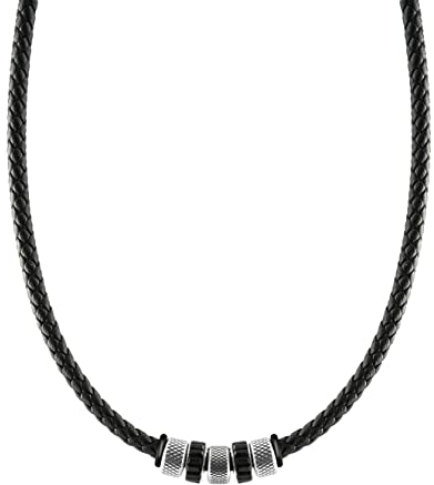 Casisto.J Leder Halskette, Halsband Edelstahl, CLede Herren Halsschmuck, anhänger kette, lederband Schwarz, lederkette Kommt in Schmuck Geschenk Box