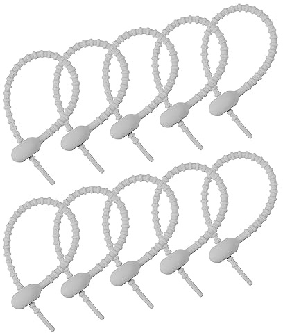 sourcing map 30 Stück Wiederverwendbare Reißverschlüsse 6Zoll Silikon Krawatten Taschenclips Allzweck Silikon Kabelbinder Brotkrawatte Haushalts Verdrehen Krawatten Wiederverwendbare Grau