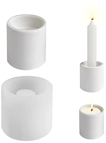 Silikon Gießform Kerzenhalter, für Teelichter und Stabkerzen, Silikonform Kerzenhalter, Gießform Kerzenhalter, Zylinder Kerzenständer Form Kerzenleuchter Silikon für Teelichthalter (02)