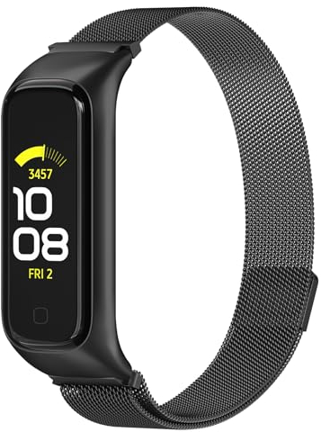 Vancle Armband für Samsung Galaxy Fit 2 Armband für Damen Herren, Magnetisch Metall Edelstahl Ersatzarmband Verstellbar Sport Uhrenarmband für Samsung Galaxy Fit 2, Schwarz