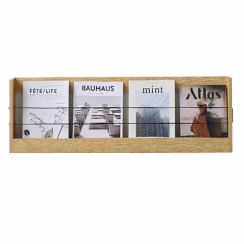 Prospektständer Prospektständer für Die Wand, Hängende Bücherregale aus Holz mit Elastischer Kordel Gegen Absturz, Literaturaktenständer für das Schlafzimmer zu Hause ( Color : Natural , Size : 94cm/3