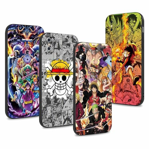 PBNDJVG 4 Pièces Coque pour Apple iPhone X/iPhone XS 5.8'', Animé Luffy Zoro Gear 5 Sun God Nika avec Protection Caméra Etui Housse de Anti-Drop TPU Silicone Mince Anti-Rayures Antichoc Case