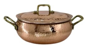 Cacerola de cobre estañado con asas y tapa