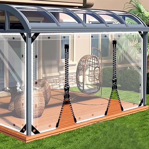 SDLLG Planen mit Ösen Outdoor Winter Vorhänge Wetterfeste Anpassbar Verdickenplane 0.5mm Trennvorhang für Garten Balkon Draussen Garage Pavillon Terrasse Deck 2x2.2m(HxL) mit 2 RV