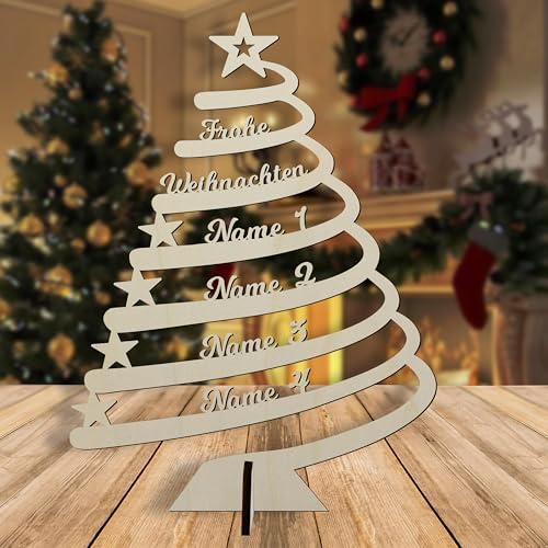 Namofactur Holz Tannenbaum Weihnachtsdeko mit Namen personalisiert- Geschenk zu Weihnachten
