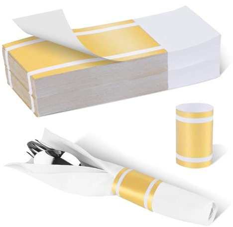 Germiwipe Papierserviettenband, Serviettenring, selbstklebend, 200 Stück, mattes Gold, Silberwaren, Tischdekoration, Hochzeit, Event, Partyzubehör (mattes Gold/200 Stück)