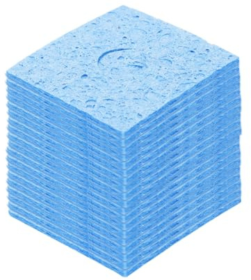 sourcing map 15PCS Soldering Sponge 60 x 60mm Square with Holes Blue Cleaning Pad Welding Tip Iron Replacement for Cleaning Soldering Iron 3mm Natural Thickness 14mm Water Absorption Thickness